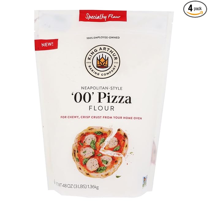 King Arthur ’00’ Pizza Flour Specialty Flour Blend of 100% American-Grown Wheat Non-GMO Project Verified 3 Pounds(Pack of 4)