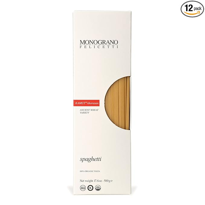 Monograno Felicetti Kamut Spaghetti Pasta Italian Organic Non-GMO 17.6oz (500g) 12 Pack