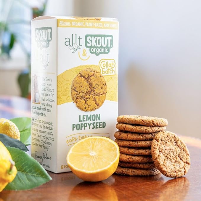 Skout Organic Lemon Poppyseed Soft Baked Cookie (3 Pack) | Soft Baked Cookies | Plant-Based | Vegan | Gluten Dairy &amp Soy Free
