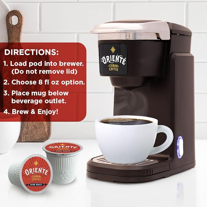 Oriente Dark Roast Coffee Pods 24 ct Cuban Inspired Coffee in Single Serve Pods - 100% Arabica Coffee Compatible with Keurig K Cups Maker
