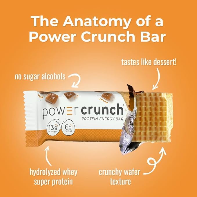 Power Crunch Protein Wafer Bars High Protein Snacks with Delicious Taste Salted Caramel 1.4 Ounce (12 Count)