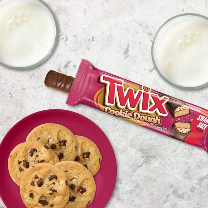 TWIX Cookie Dough Candy Bars Bulk Chocolate Candy Share Size 20 Individually Wrapped Bars Crunchy Cookie Dough with Caramel in Milk Chocolate Perfect for Bulk Snacks Parties Gifts and Movies