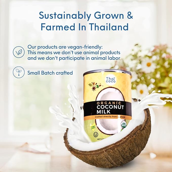 Thai Coco - Organic Coconut Milk Full Fat Unsweetened - 14 fl. oz. 6 Pk