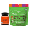 Bundle - Wedderspoon Raw Premium Manuka Honey KFactor 16 (17.6 Oz) and Manuka Honey Lollipops (24 Count)