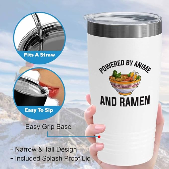 Ramen Lover White Edition Tumbler 20oz - Powered by anime - Food Lovers chicken pumpkin vegan pantry spicy noodles