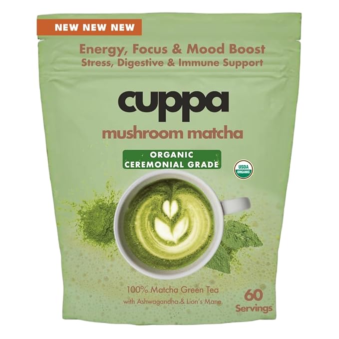 Cuppa Matcha- Great tasting ceremonial matcha with mushrooms adaptogens &amp superfoods - Lion's Mane Ashwagandha Cordyceps MCT &amp Prebiotic Fiber . Supports natural energy &amp better menta