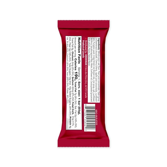 Krono Nutrition Energy Bar - Made with Natural Ingredients - Vegan - Gluten Free - Nuts Free - Soy Free - 50 gram per bars - 12 bars per box (12 count Cherry &amp Chocolate)