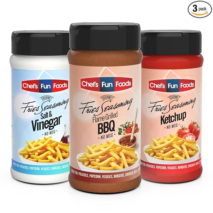 Chef's Fun Foods - Gourmet Food Seasonings | Kosher Food for Restaurants and Home Cooks |Salt &amp Vinegar Flame Grilled BBQ Ketchup Combo