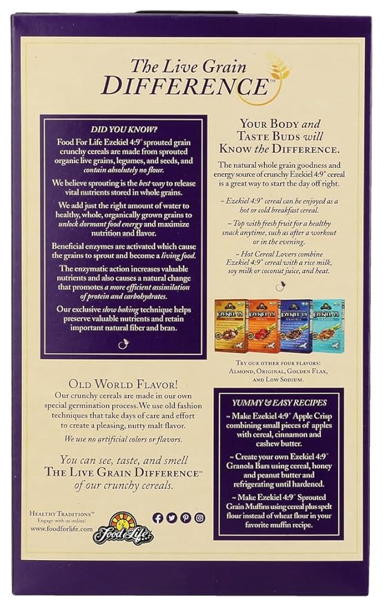 Food For Life Ezekiel 4:9 - OrganicCinnamon Raisin Granola Cereal Vegan 16 oz (Pack of 4) by Ezekiel