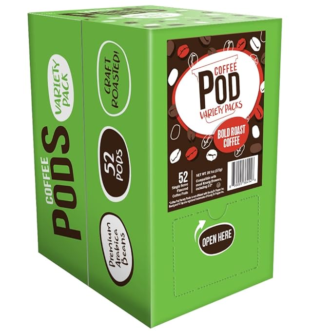 Coffee Pod Variety Packs Sampler Compatible with K Cup Brewers Including 2.0 Assorted Variety Pack (Dark Roast Variety 52 Count (Pack of 1)