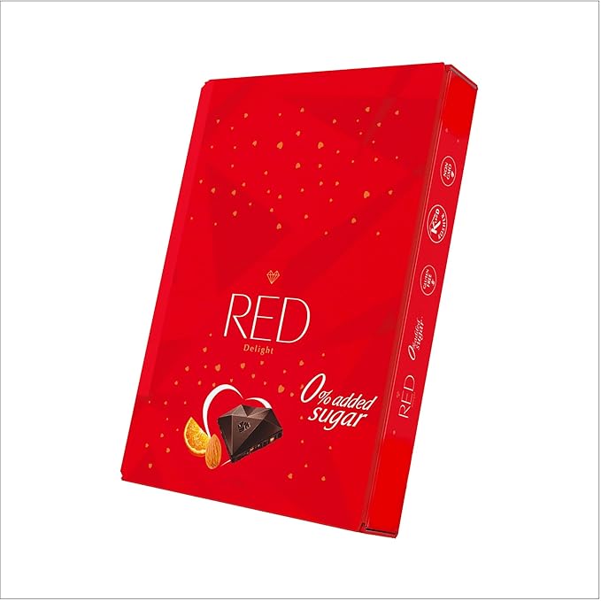 RED Delight®™ Orange and Almond Dark Chocolate 12 Count Box of Grab N Go Travel Size Bars (0.92 Ounces Each) (7 Boxes - Total of 84 Bars)