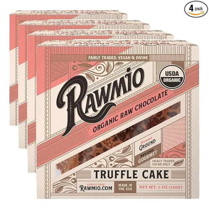 Rawmio Mini Chocolate Truffle Cake - 5 oz. Raw OrganicVegan Gluten-Free - 4 Pack
