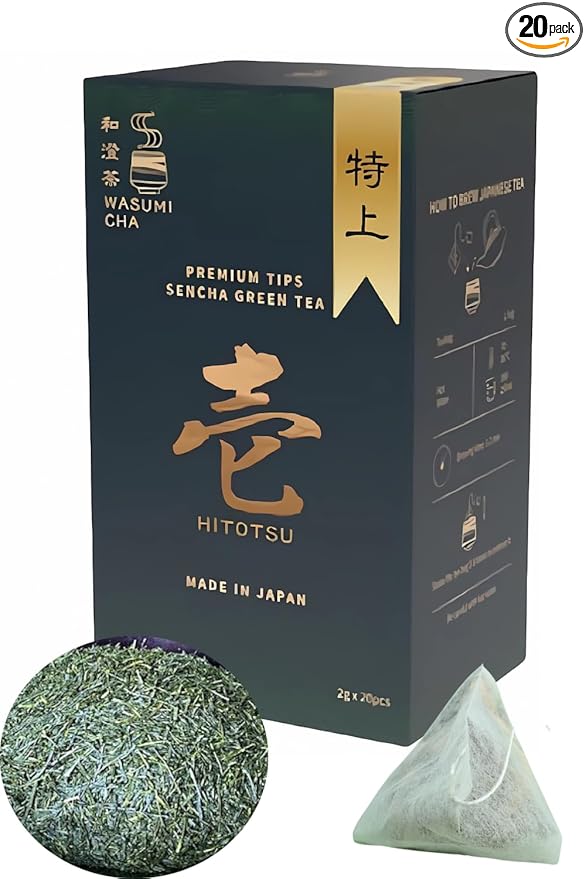Wasumicha -Hitotsu Japanese Green Sencha Tea hot brew cold brew Biodegradable Teabag 20bags
