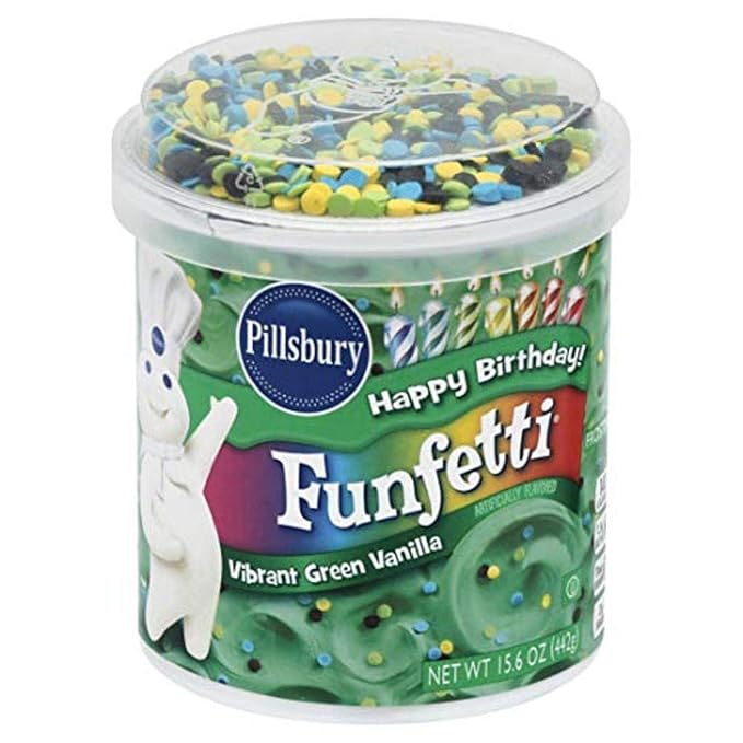 Pillsbury Funfetti Vibrant Green Vanilla Flavored Frosting 15.6-Ounce (Pack of 8)