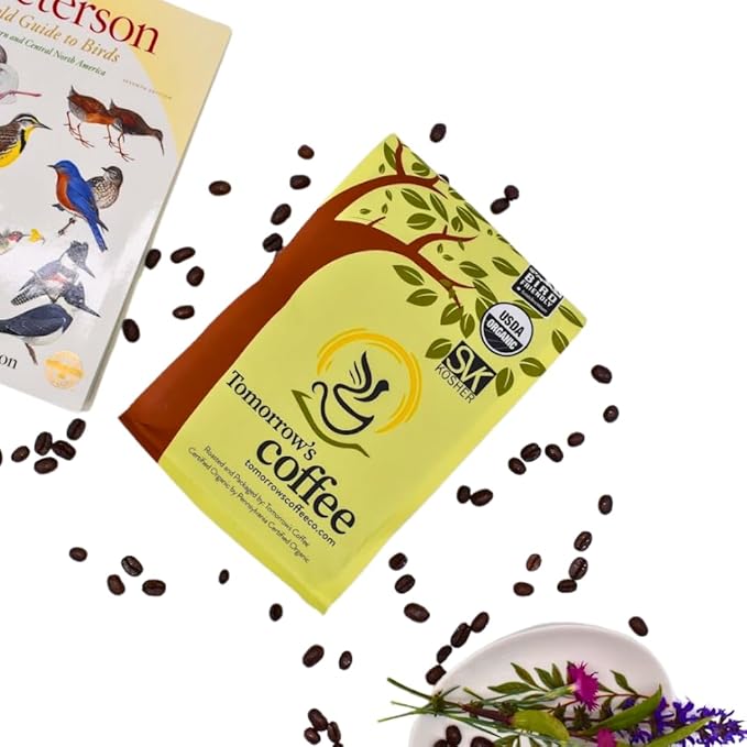 Tomorrow's Coffee Organic Fair Trade Shade Grown Whole Bean bird friendly coffee | Dark French Roast with chocolate flavor | Sustains Amazon Rainforest | 1 lb. omnidegradable bags (Ground)