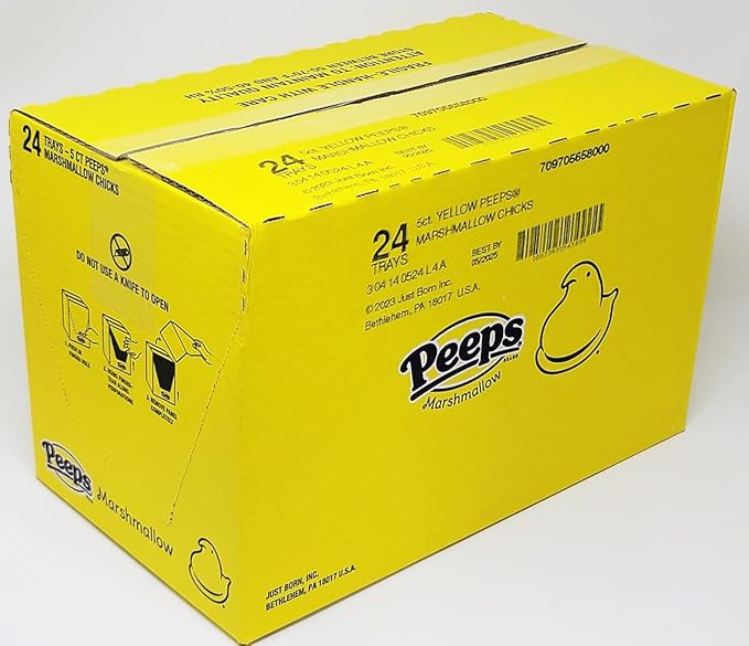 Marshmallow Peeps Yellow Chicks 5 Chicks Per Package (Case of 24 Packages)