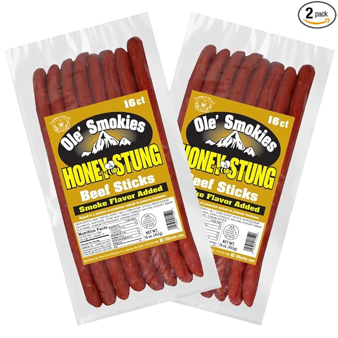 Buffalo Bills Honey Stung Ole' Smokies 16-ct Bulk 9-Inch Beef Sticks (two 1-lb bags)
