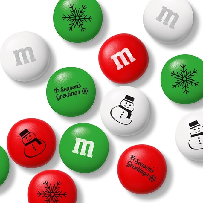 M&ampM'S WORLD Holiday Gift Bottle in Snowflake Tube Unique Holiday Gift filled with Pre-Designed M&ampM’S Holiday Candies