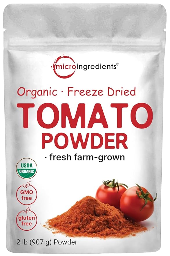 Organic Tomato Powder 2lbs | Fresh Freeze-Dried Farm Grown Tomatoes Source | Raw Savory Flavor | Great for Cooking or Baking | Non-GMO Vegan Friendly Gluten Free Bulk Size