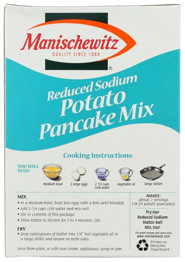 Manishewitz Reduced Sodium Potato Pancake mix 6-Ounce (Pack of 12)