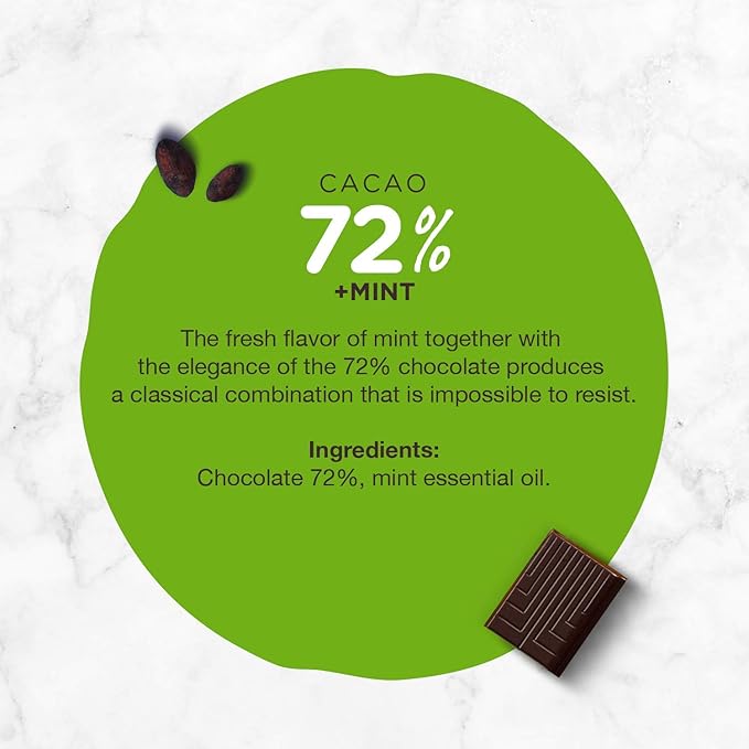 Hoja Verde Organic Dark Chocolate 72% Dark Chocolate and Mint I Vegan Gluten Free Soy Free Non GMO Paleo