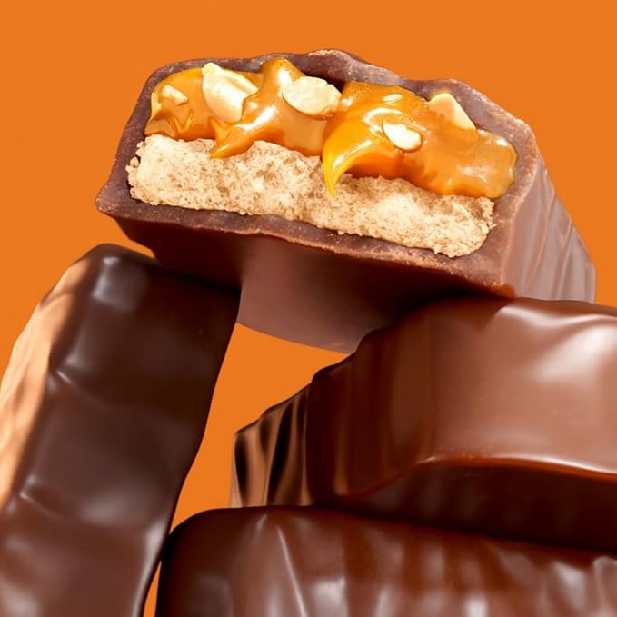 UNREAL Dark Chocolate Peanut Caramel Nougat Bars - Individually Wrapped Low Sugar Chocolate Snacks for Adults &amp Kids Organic Ingredients Soy Free Non-GMO (1 bag 209grams)