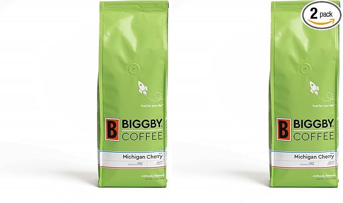 BIGGBY® Michigan Cherry Flavored Ground Coffee 12oz Bag Medium Roast (Pack of 2)