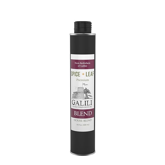 Premium Blend Extra Virgin Olive Oil by Spice + Leaf - Authentic Mediterranean Full Body Oil for Dipping Drizzling Marinades and Dressings| All Natural | 16.9 fl. oz.
