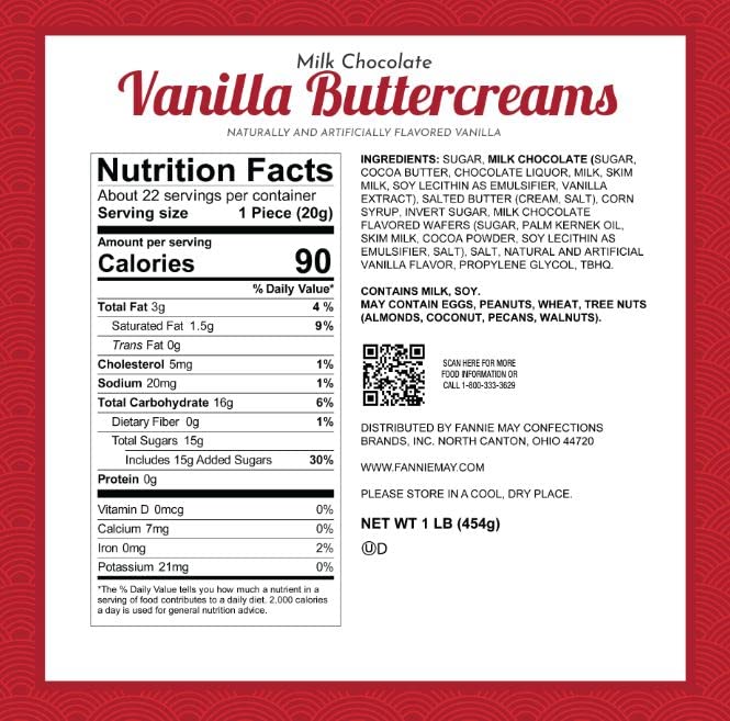 Milk Chocolate Vanilla Buttercreams Center - In Fannie May Signature Wrap By Munchie Box ((1) 1 LB Box)