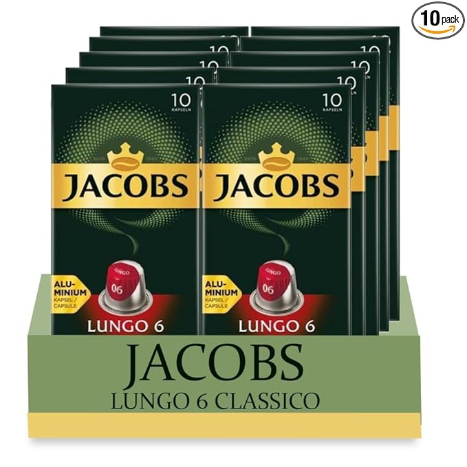 Jacobs Espresso 10 Intense 10x10 CAPSULES Coffee Capsules Compatible with (057 USD/1 CAP)