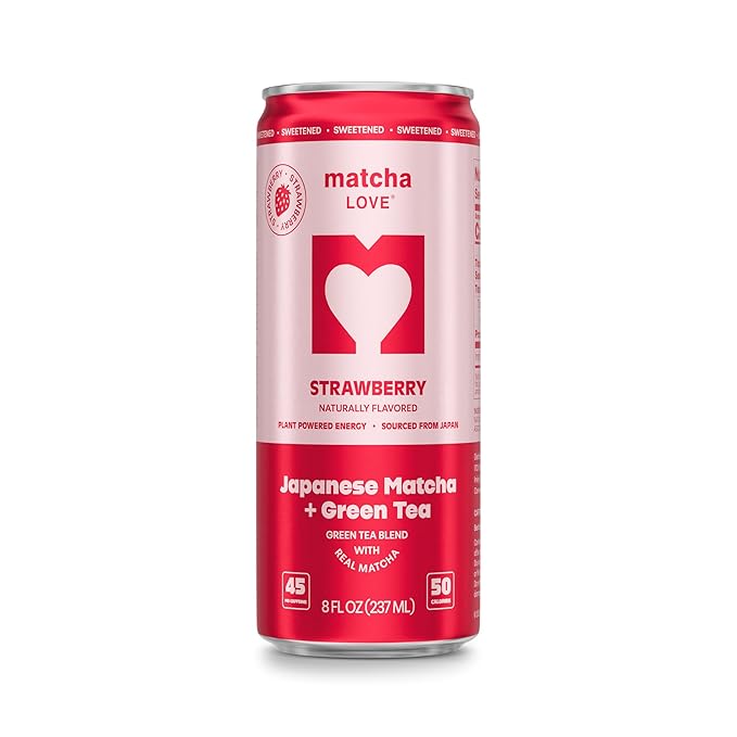 matcha LOVE Strawberry Matcha + Green Tea Sweetened 8 Ounce (Pack of 12)