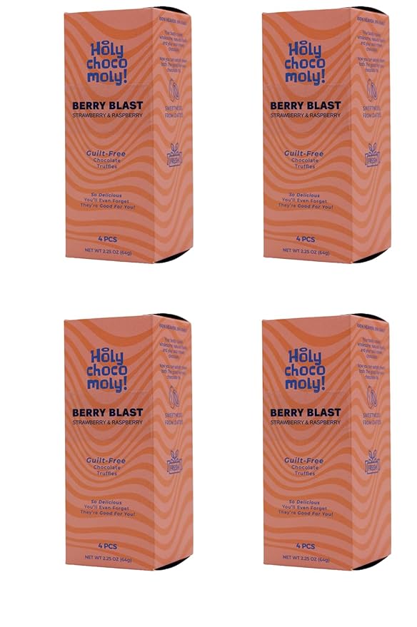 Berry Blast - Raspberry &amp Strawberry - Guilt-Free Chocolate Truffles | Low in Refined Sugar Made With Dates | Healthy On-the-go Snack | 4 Truffles/Box16 truffles