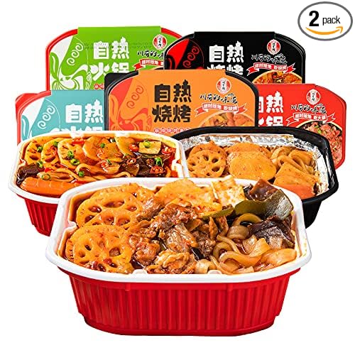MXX Hot Pot Self-Cooking Micro Self-Heating Instant Noodle Ramen Mini Pot 2 Pack (Self-heating Classic Spicy 2Packs)