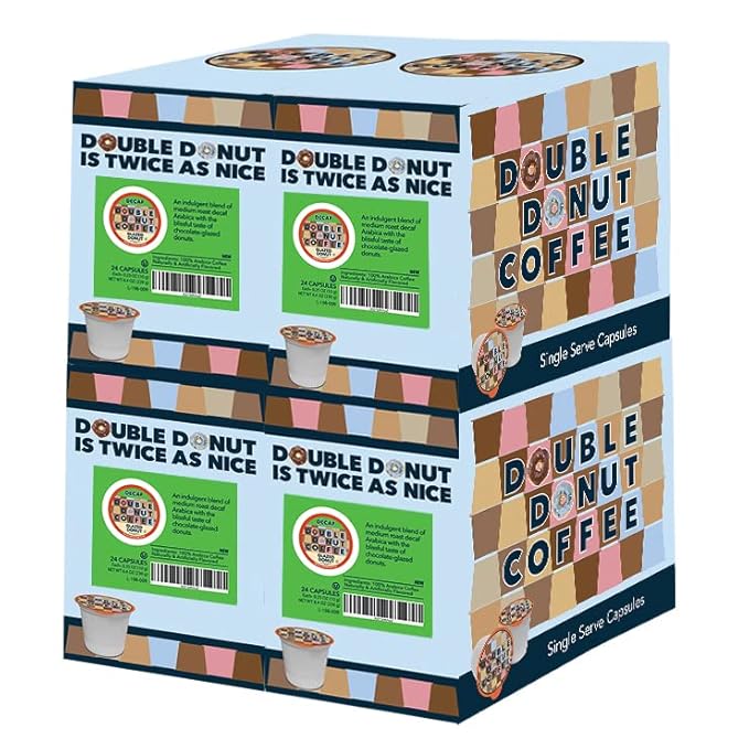 Glazed Donut Coffee Medium Roast Flavored Decaf Coffee Pods for Keurig K-Cup Makers from Double Donut 96 Capsules