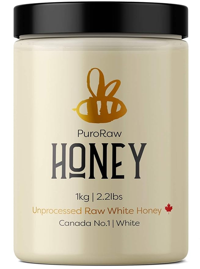 Raw Honey 2.2 lb. White Honey Raw Unfiltered Honey Pure Honey Natural Honey Raw Unfiltered White Raw Honey from the Canadian Prairies. Kosher. 2.2 pounds. By PuroRaw.