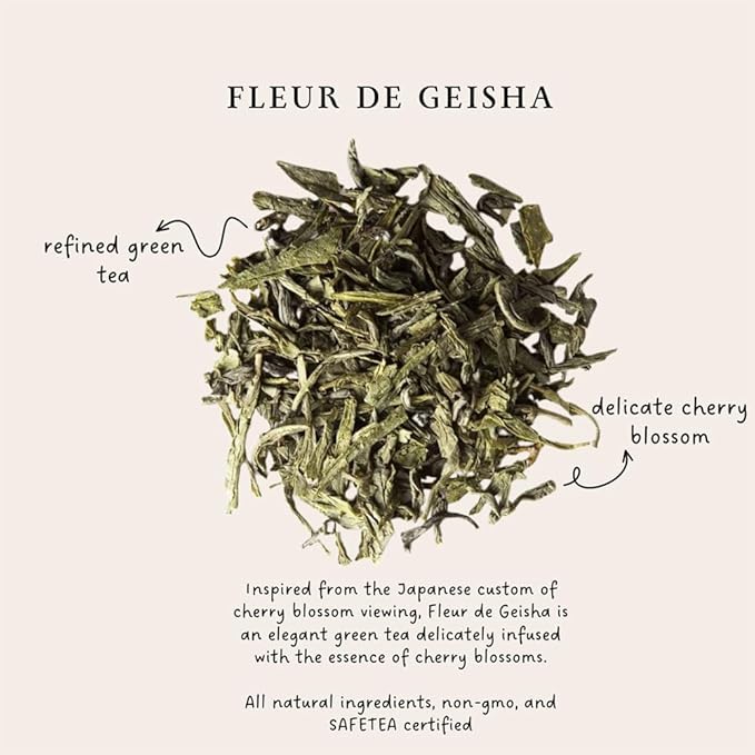 Palais des Thés - Geisha Flower - Green Tea &amp Cherry Blossom - Premium Loose Leaf Serves 20-25 Cups - 3.5oz Tin