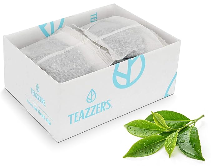 Teazzers Premium All-Natural Green Tea Bags – Great for Foodservice Commercial Ice Tea Brewers | Unsweetened USA-Made Bulk Green Tea for Restaurants Cafés &amp Home Brewing (2 ounce 48 Count)