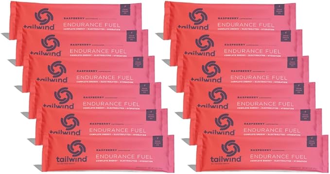 Tailwind Nutrition Endurance Fuel Caffeine Drink Powder Mix Single Serving with Electrolytes Non-GMO Free of Soy Dairy and Gluten Vegan-Friendly Raspberry Buzz Pack of 12