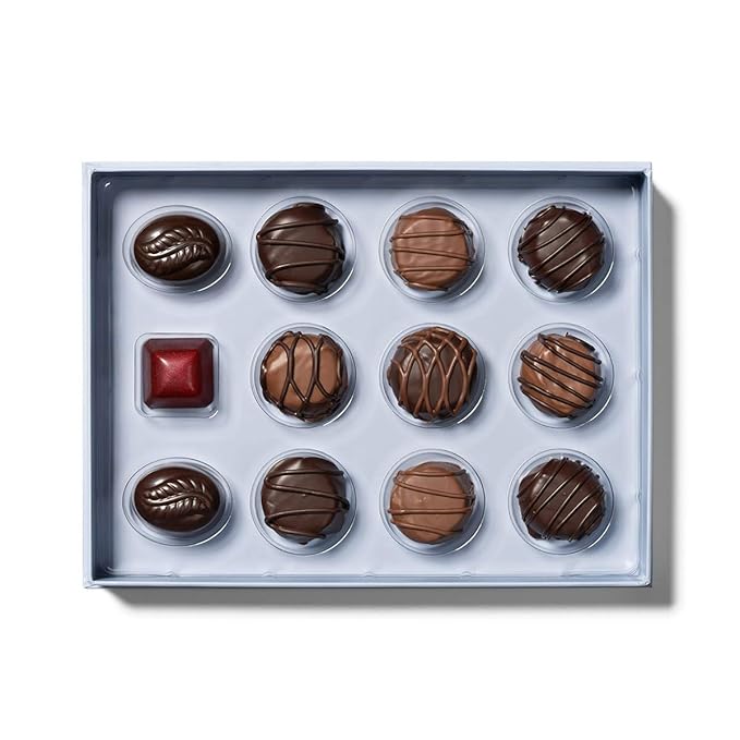 Ethel M Chocolates Symphony of Flavor: Milk and Dark Satin Crème Collection 12 Piece Ultra-premium Assortment Candy Gift Box - Smooth Cream Centers