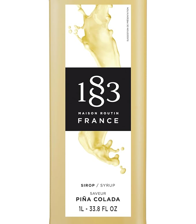 1883 Piña Colada Syrup for Drinks Made in France 1 Liter Glass Bottle