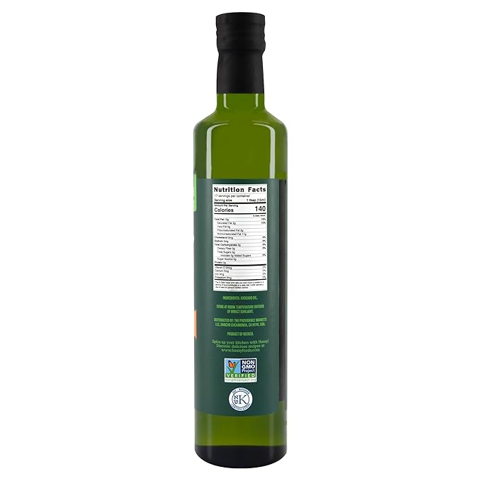 HASSY Avocado Oil 100% Pure  Cooking &amp Baking High Smoke Point Non-GMO Kosher  17.2 fl oz 510 ML - Created by Avocado Farmers – High-Heat Frying Grilling &amp Everyday Cooking - Keto &amp