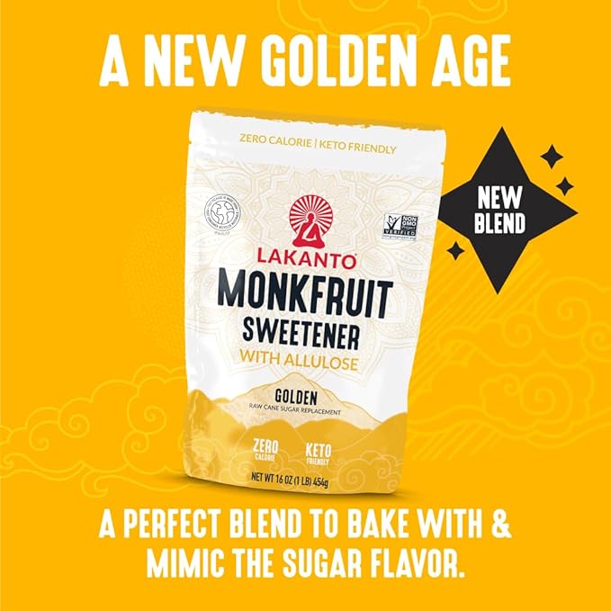 Lakanto Bulk Golden Monk Fruit Sweetener with Allulose - Bulk Raw Cane Sugar Substitute Baking Extract Sugar Replacement (Golden - 20 kg)