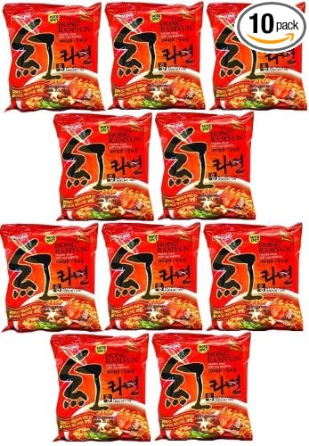 Ohsung Hong Ramyun/ramen Hot &amp Spicy Noodle Soup with Soy Peptide 4.2 Oz: 10 Pack