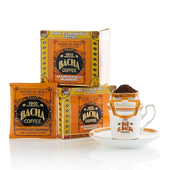 Bacha Coffee | Marrakech Morning Fine Flavoured Medium Roast 100% Arabica Specialty Coffee 12 Coffee Drip Bags Gift Box