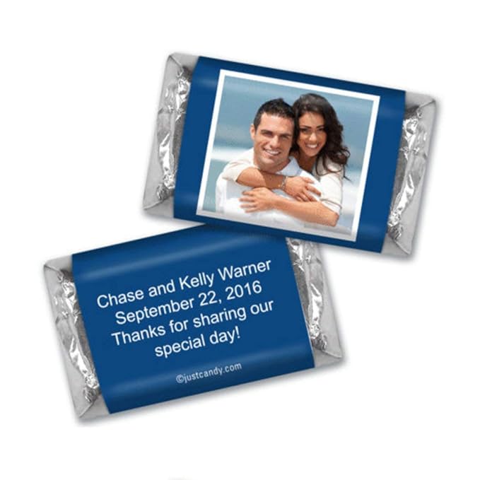 Personalized Wedding Candy Favors with Photo Mini Wrappers - Midnight Blue
