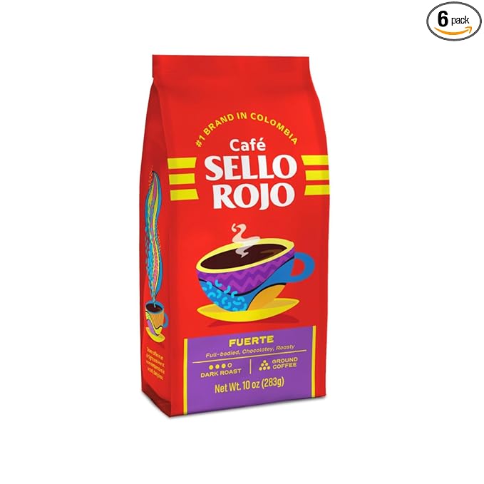 Sello Rojo Fuerte Dark Roast Ground Coffee 10 oz (Pack of 6)