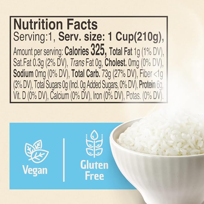 Premium Instant Rice | Sticky Sushi Rice | 0 Trans Fat/ 0 Cholesterol/ 0 Sodium | Ready in 90 Secs | Gluten-Free | Healthy Sticky White Rice Bowls (Bap) – [WHITE Rice |12 Pack] | Long Shelf Life - O'F