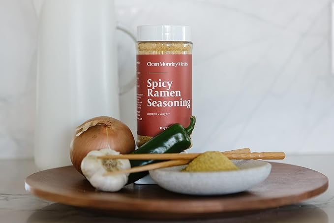 Clean Monday Meals Spicy Ramen Seasoning Mix | Gluten-Free Dairy-Free Vegan-Friendly Non-GMO | Bold Flavor for Noodles Soups Stir-Fries &amp Meal Prep | 2-Pack 11.07 oz Each