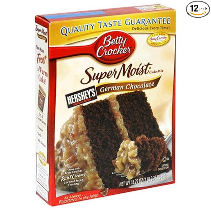 Betty Crocker Cake Mix German Chocolate 18.2500-Ounce Boxes (Pack of 12)