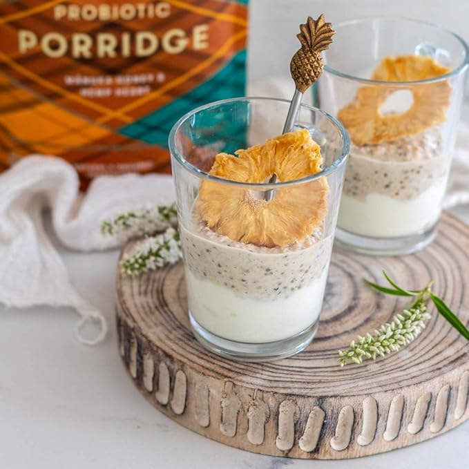 Probiotic Oat Porridge By Blue Frog Breakfast - A Delicious Vegan Instant Porridge from Rolled Oats - Manuka Honey and Hemp Heart 360g ( Pack of 4) (Made in New Zealand)